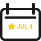 benefits- holidays Icons of calendar mentioning 4th of July suggesting holidays