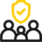 benefits- life insurance Icon of group and a protective shield suggesting life insurance