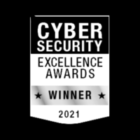 Cyber Excellence – white on black 2021 Cybersecurity Excellence Awards Logo