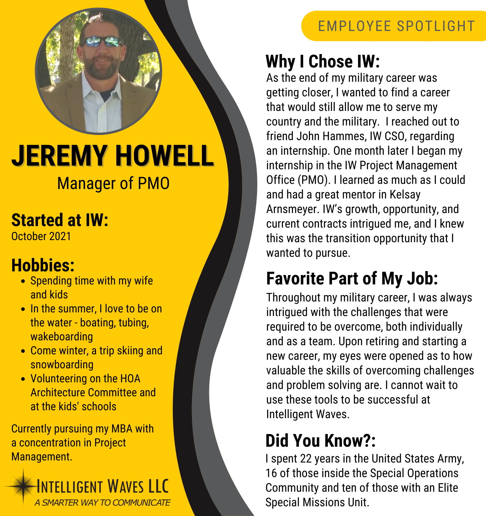Jeremy Howell Employee Spotlight Graphic