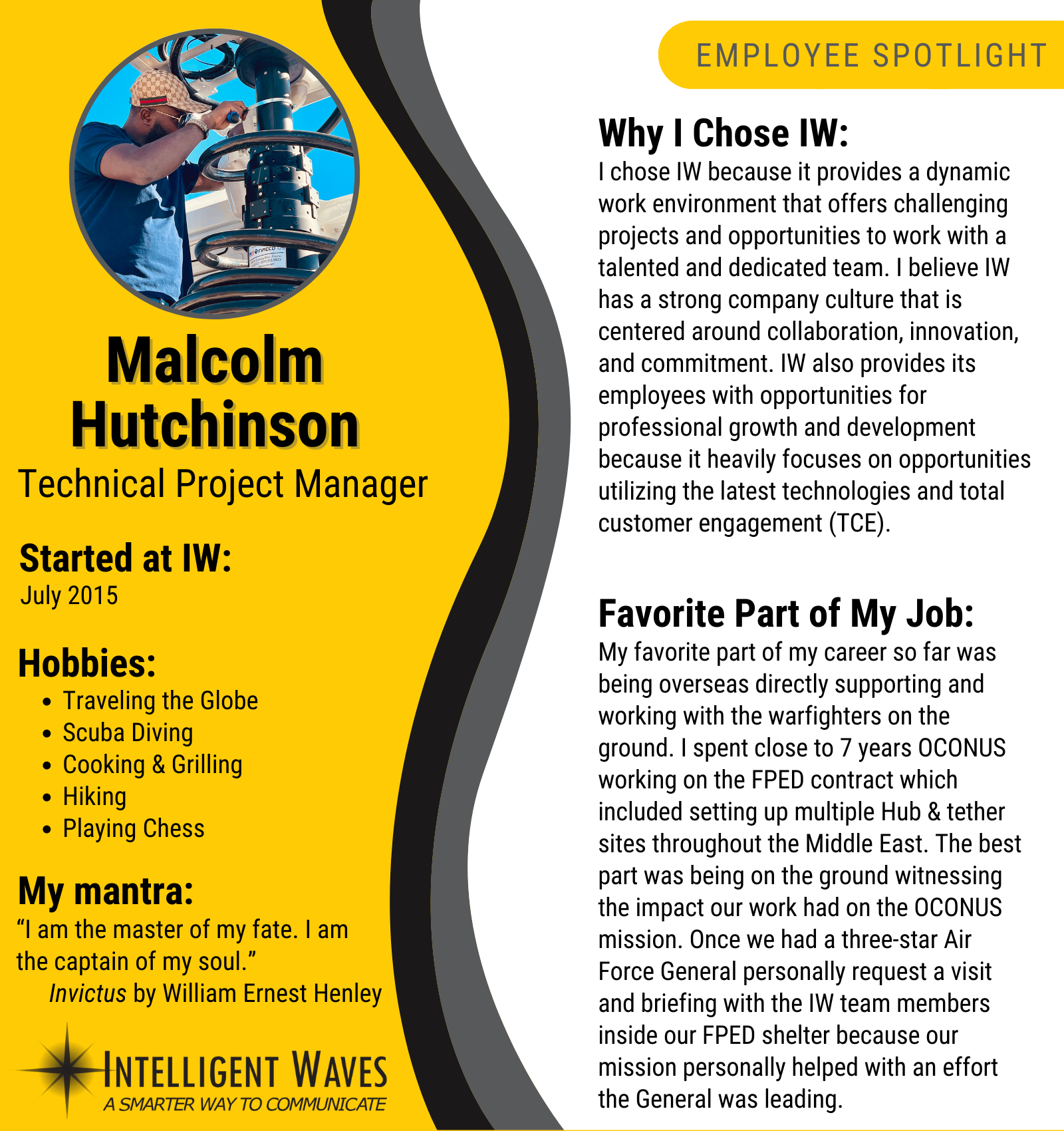 Malcolm Hutchinson - Employee Spotlight graphic